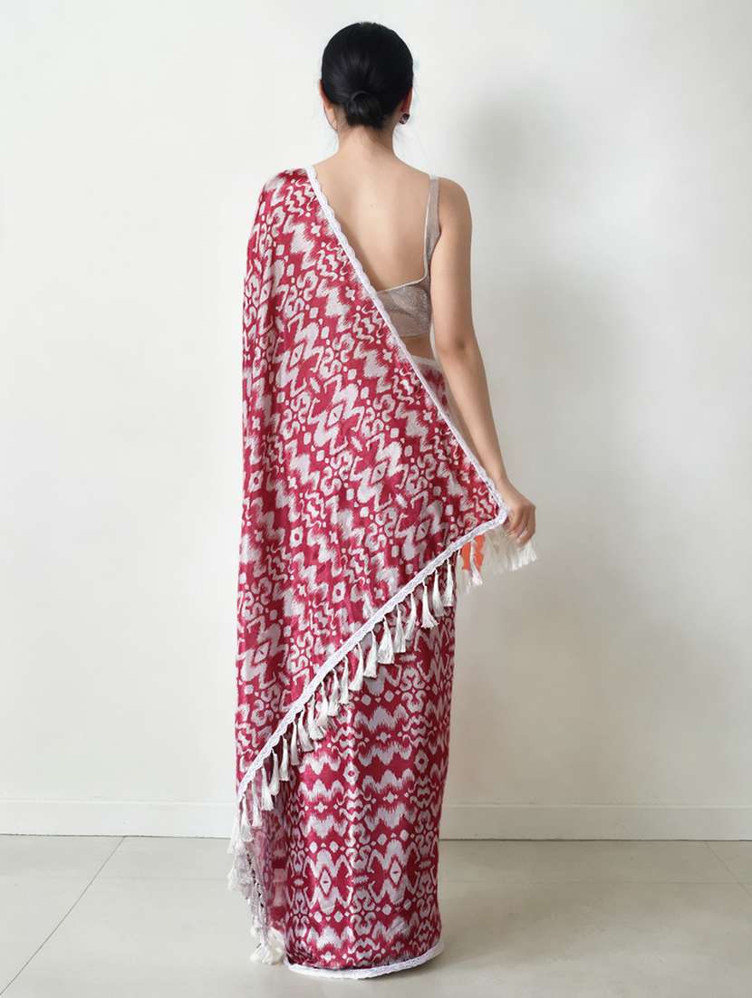women printed casual wear saree with blouse - 22076086 - Standard Image - 3