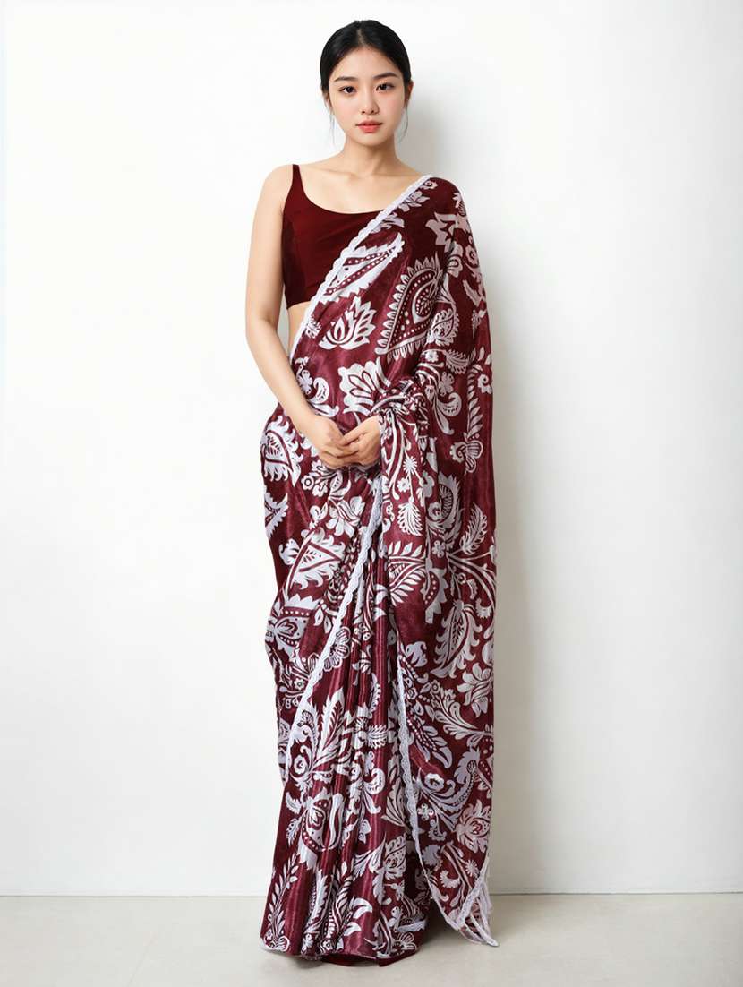 women printed casual wear saree with blouse