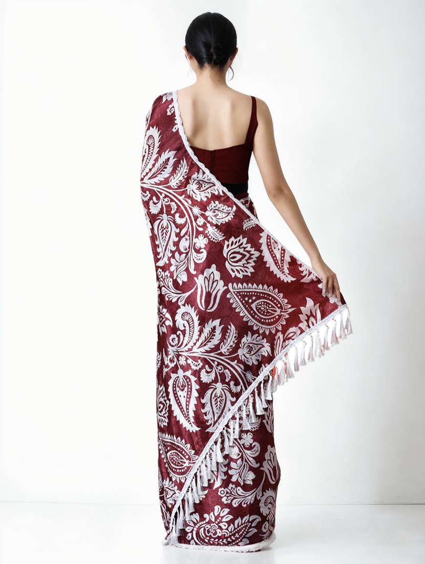 women printed casual wear saree with blouse - 22076088 -  Standard Image - 3