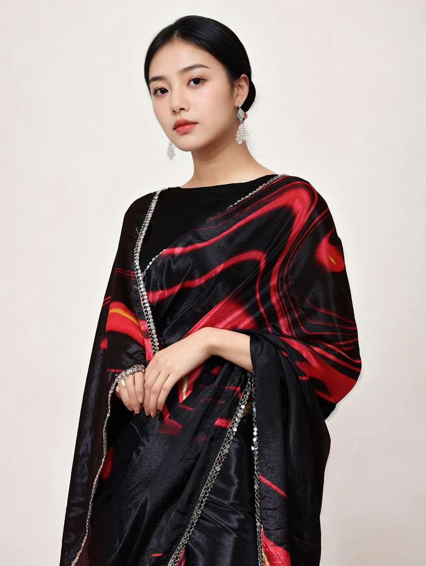 women printed casual wear saree with blouse - 22076098 -  Standard Image - 3