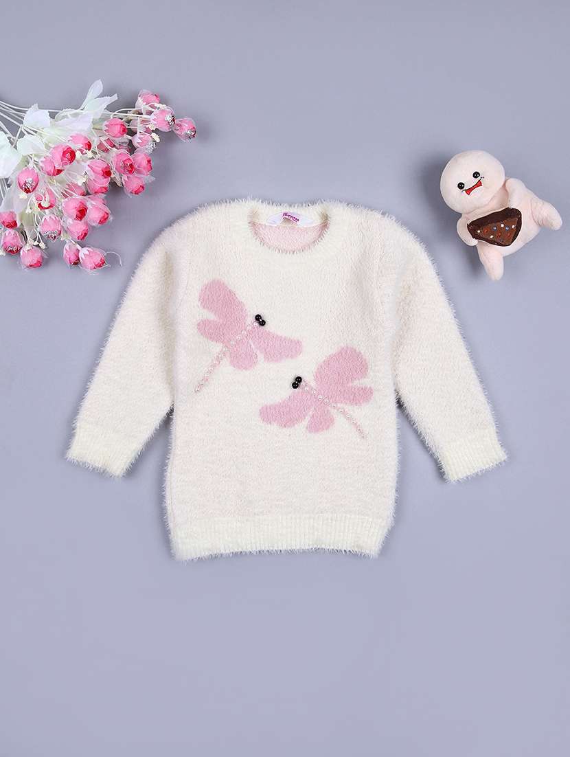 girls self designed long sleeve sweater