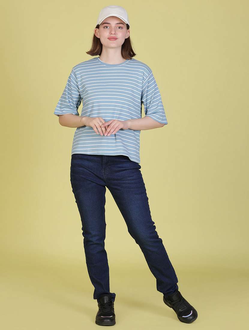 women striped short sleeve regular fit t-shirt - 22076314 -  Standard Image - 5