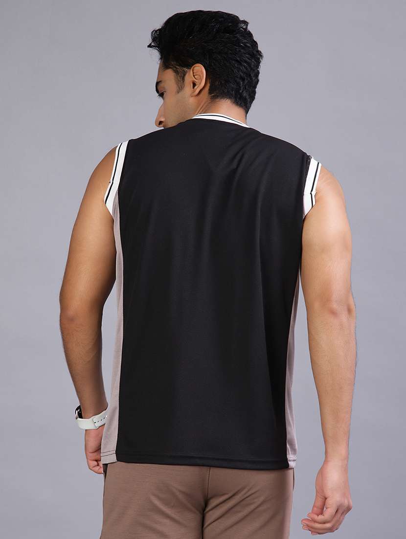 men front print sleeveless regular fit t-shirt - 22076334 - Standard Image - 3