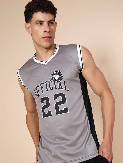 men front print sleeveless regular fit t-shirt - 22076335 -  Standard Image - 0