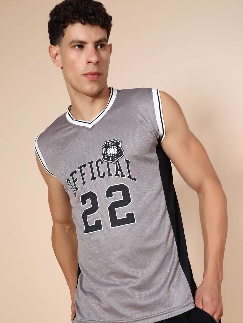 men front print sleeveless regular fit t-shirt - 22076335 -  Zoom Image - 0