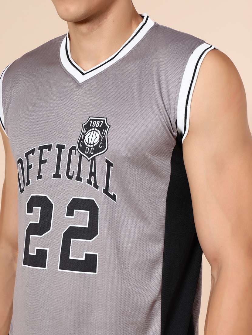 men front print sleeveless regular fit t-shirt - 22076335 - Standard Image - 3
