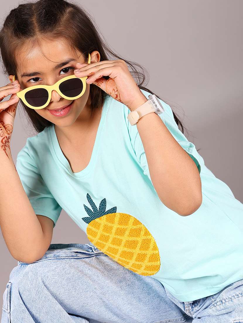 girls printed round neck short sleeves tee