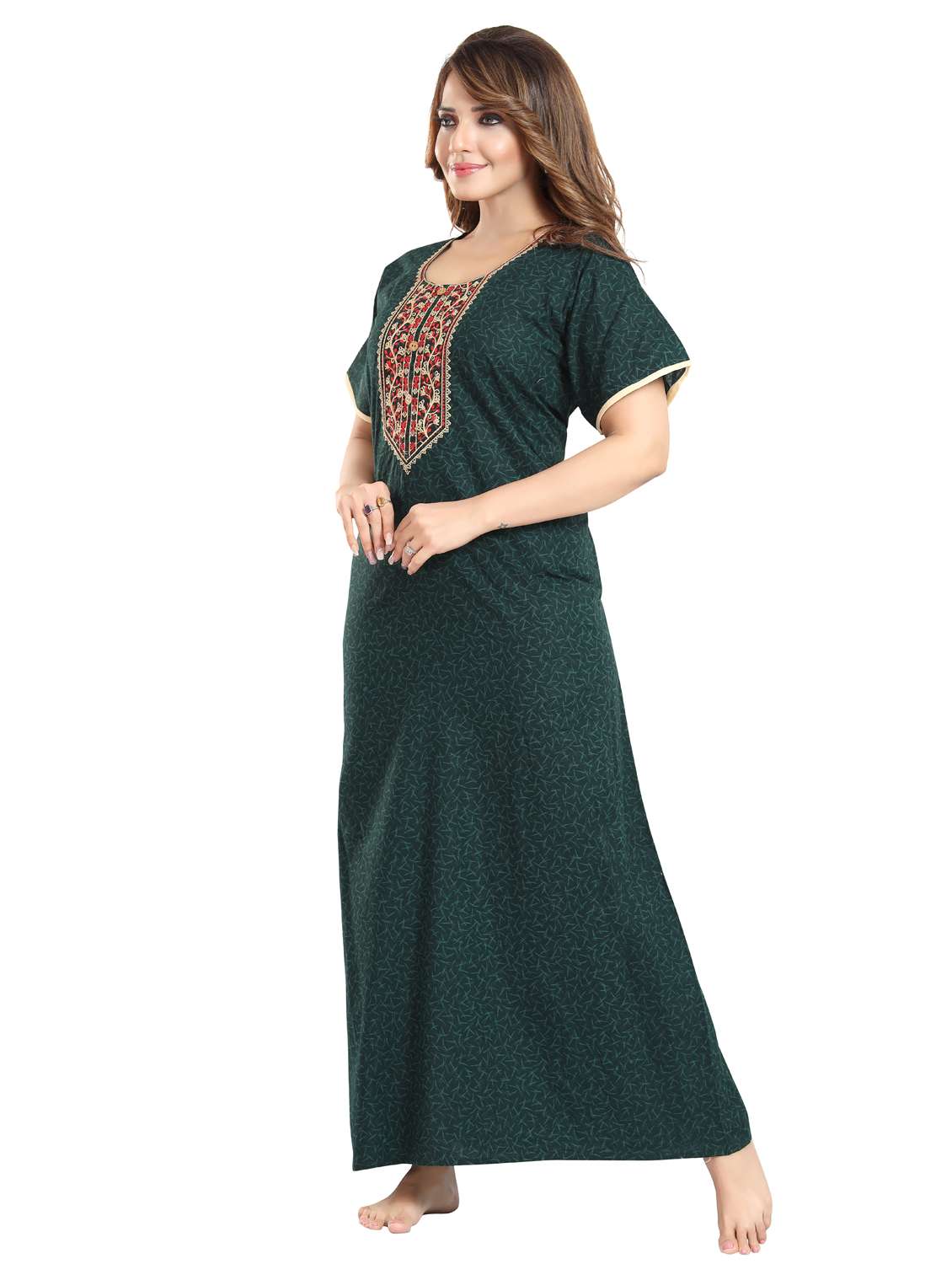 women printed short sleeve nighty - 22076346 -  Standard Image - 3