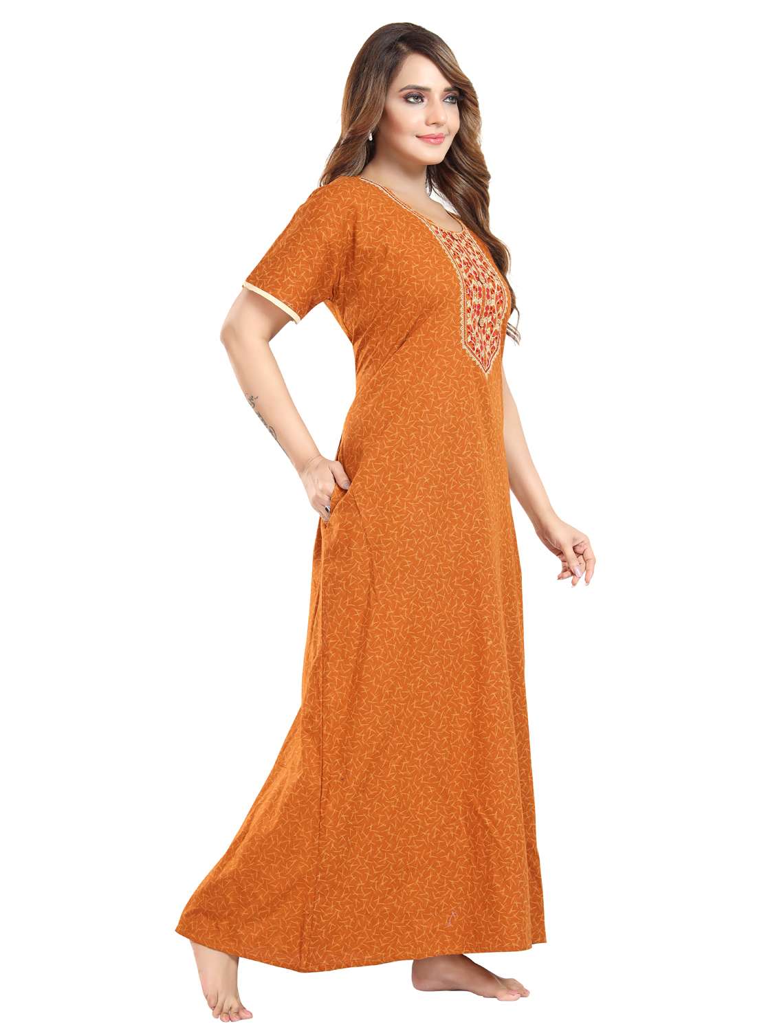 women printed short sleeve nighty - 22076349 -  Standard Image - 3