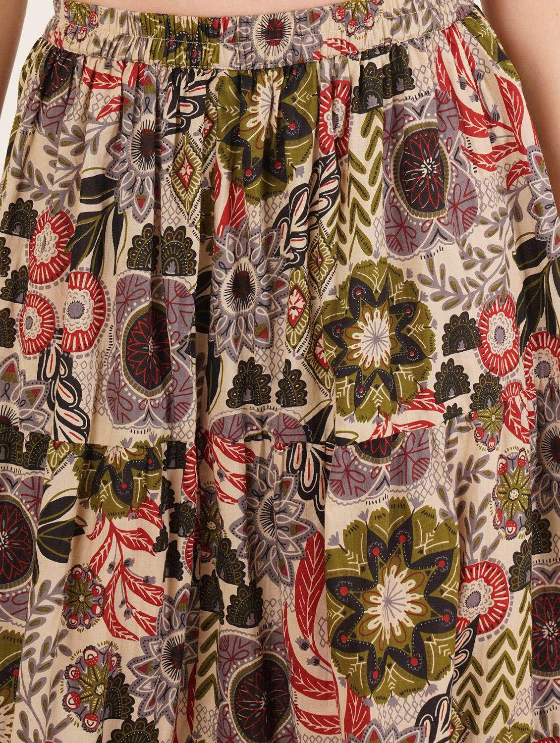 women printed high rise tiered maxi skirt - 22076354 - Standard Image - 8