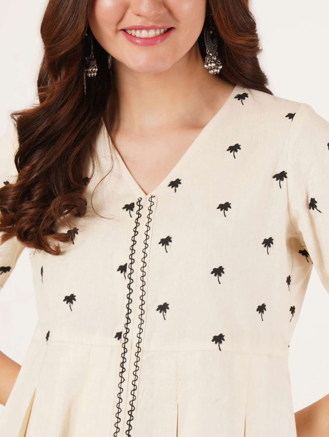 women embroidered puff sleeve a-line top - 22076356 - Standard Image - 8