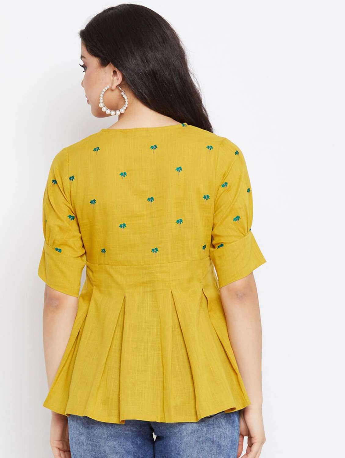women embroidered puff sleeve peplum top - 22076359 - Standard Image - 3