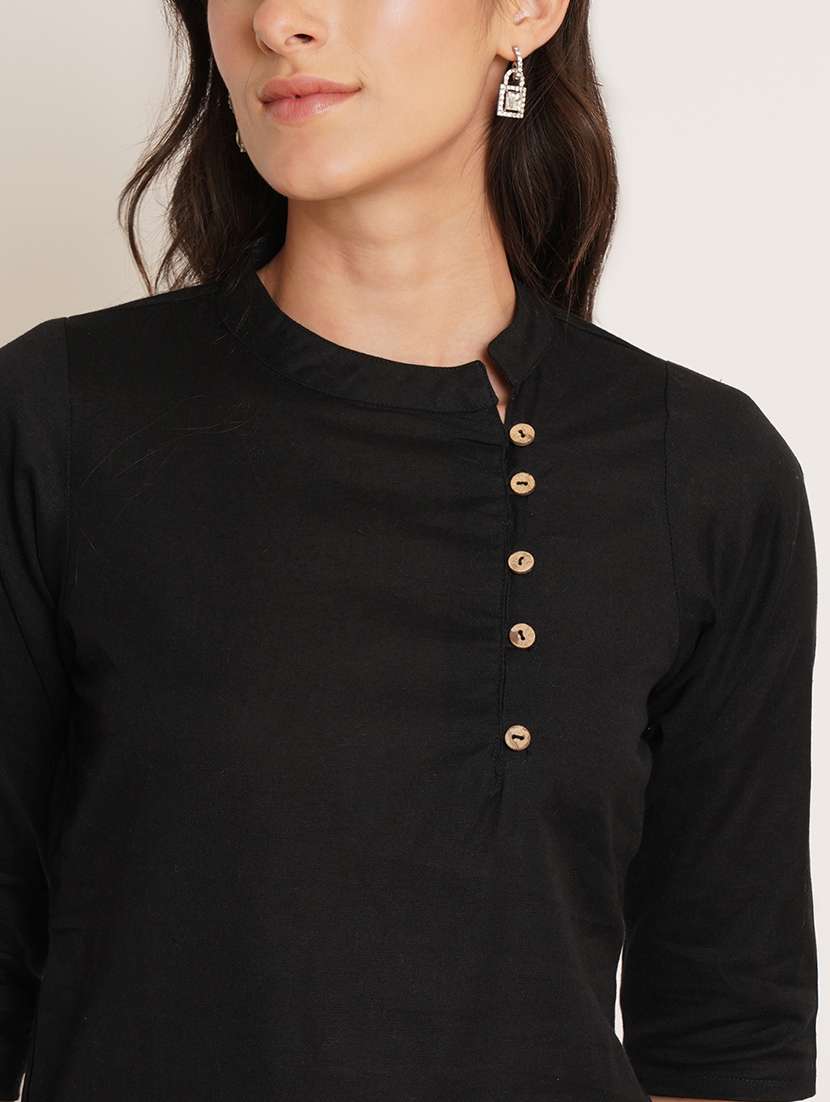 women solid three quarter sleeve regular top - 22076363 - Standard Image - 3