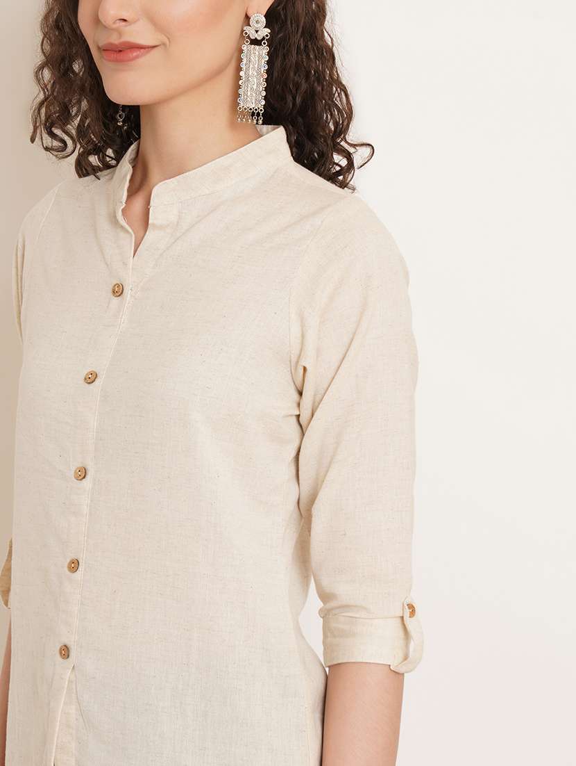 women solid three quarter sleeve regular top - 22076366 -  Standard Image - 3