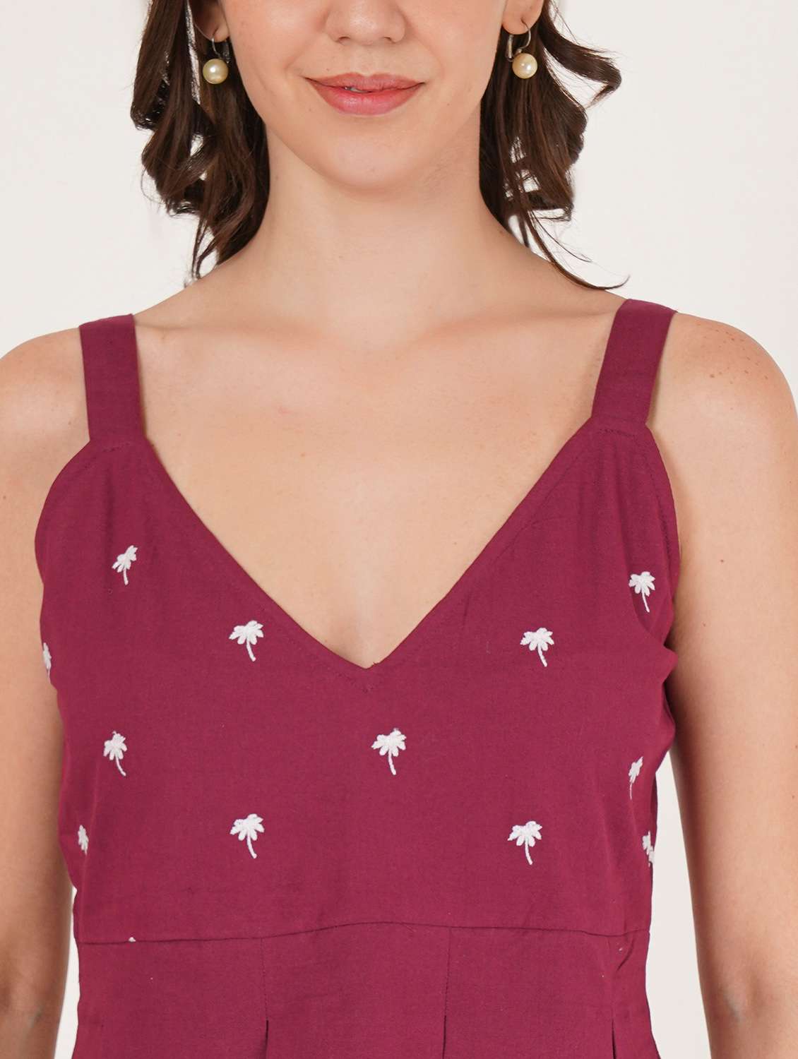 women embroidered shoulder strap peplum top - 22076370 - Standard Image - 5