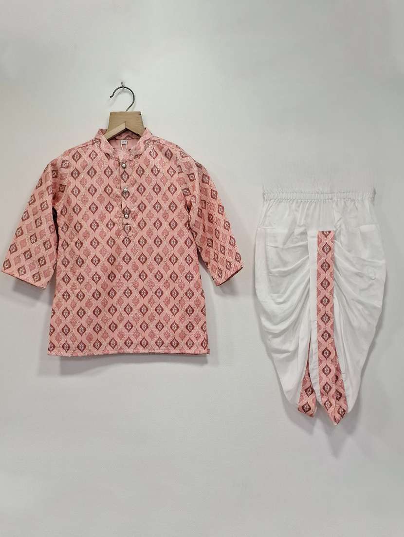 boys printed long sleeve kurta & dhoti set - 22076377 -  Standard Image - 3