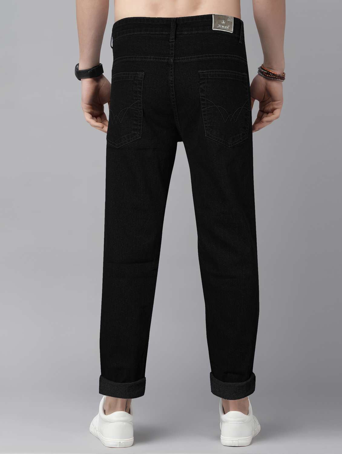 men plain mid rise full length jeans - 22076408 -  Standard Image - 3