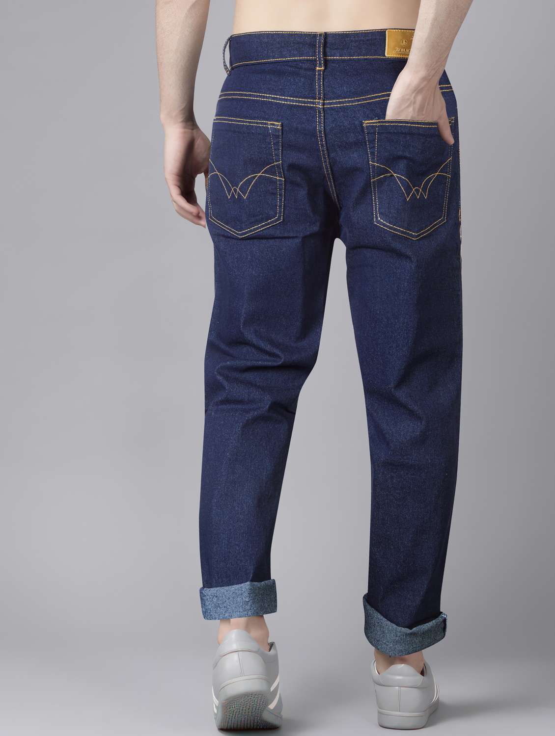 men plain mid rise full length jeans - 22076419 -  Standard Image - 3