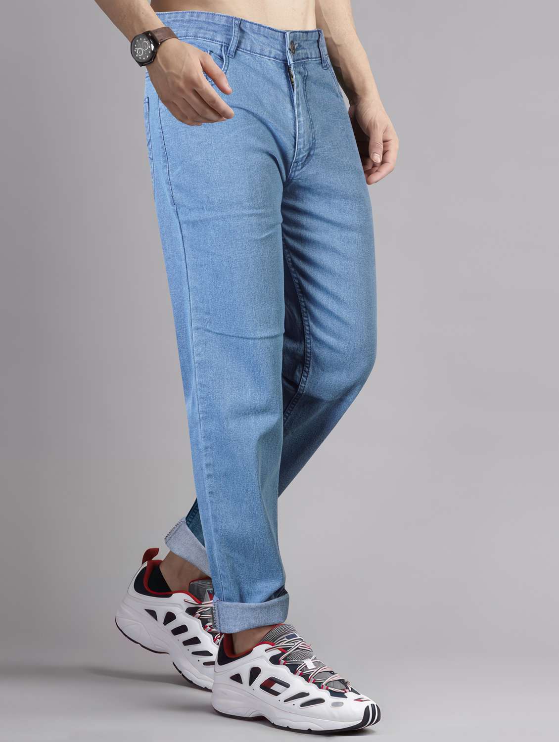 men plain mid rise full length jeans - 22076421 -  Standard Image - 3