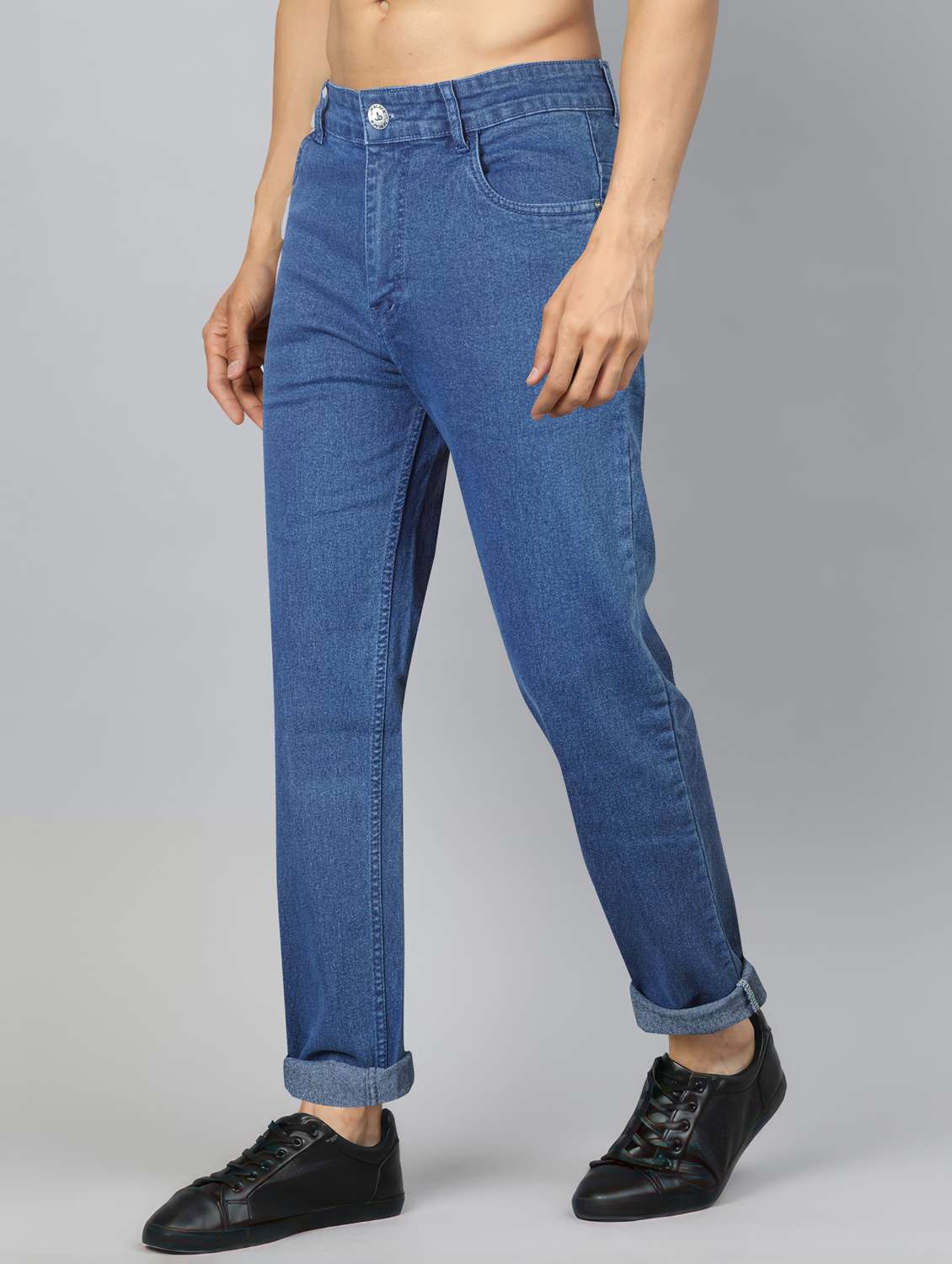 men plain mid rise full length jeans - 22076423 -  Standard Image - 3