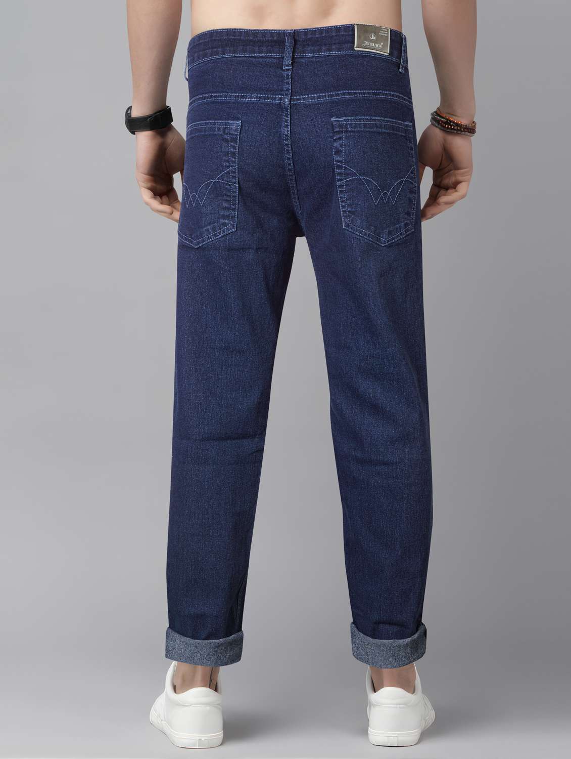 men plain mid rise full length jeans - 22076425 -  Standard Image - 3