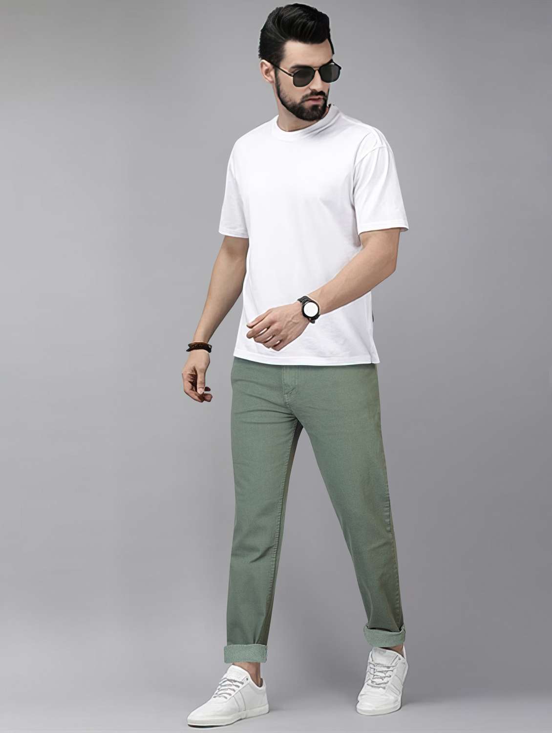 men plain mid rise full length jeans - 22076429 -  Standard Image - 5