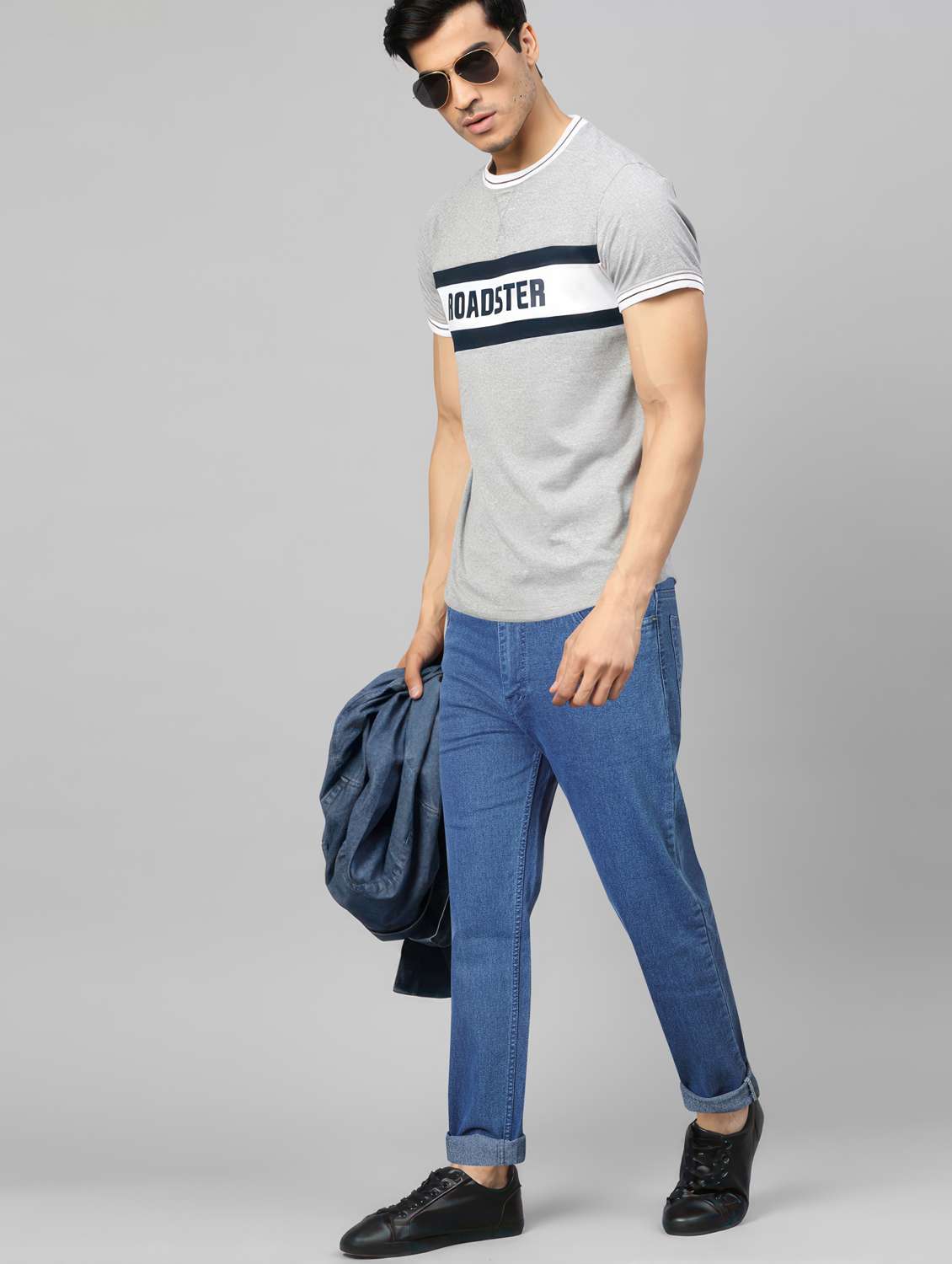 men plain mid rise full length jeans - 22076431 -  Standard Image - 5