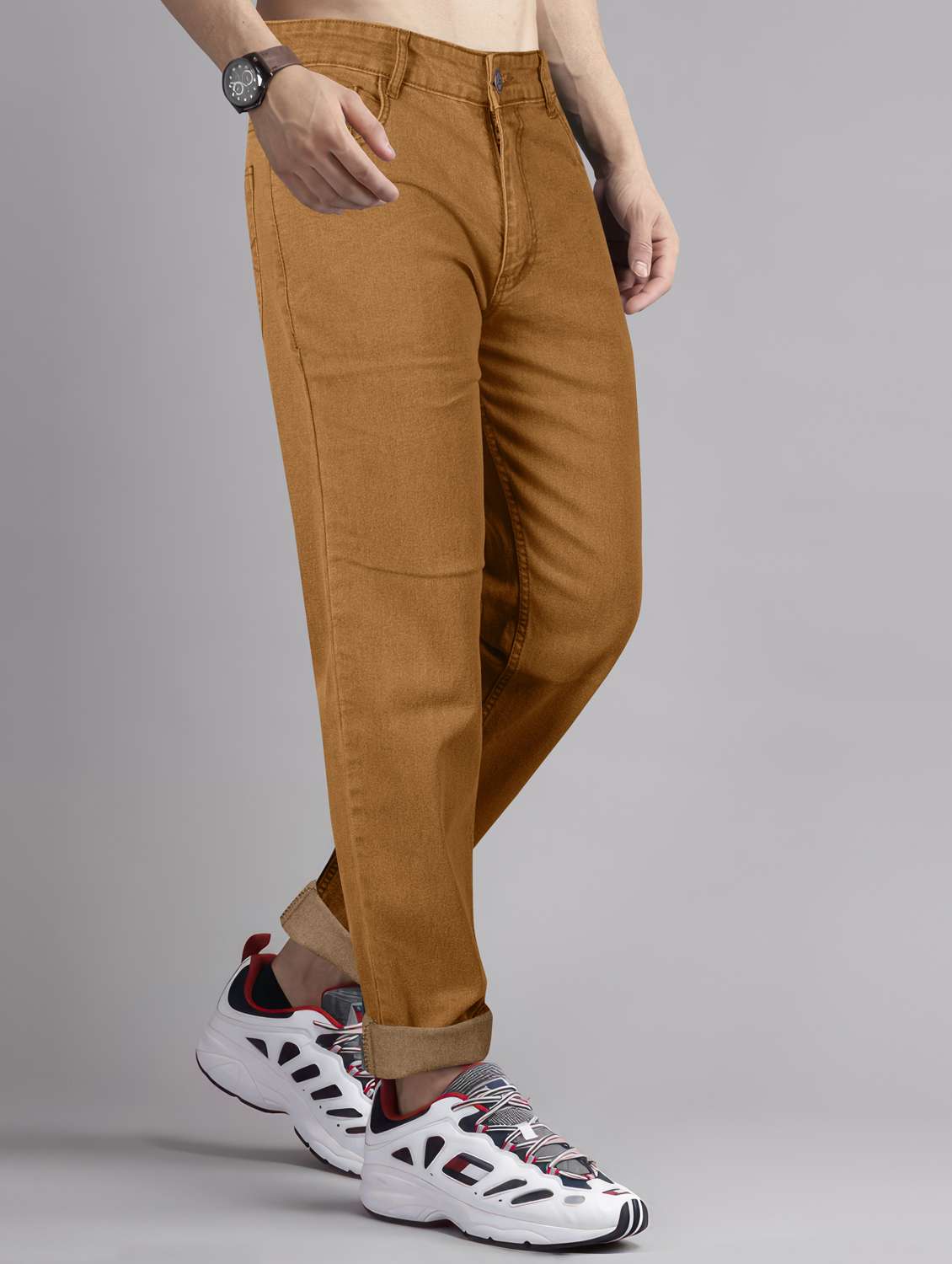 men plain mid rise full length jeans - 22076432 -  Standard Image - 3