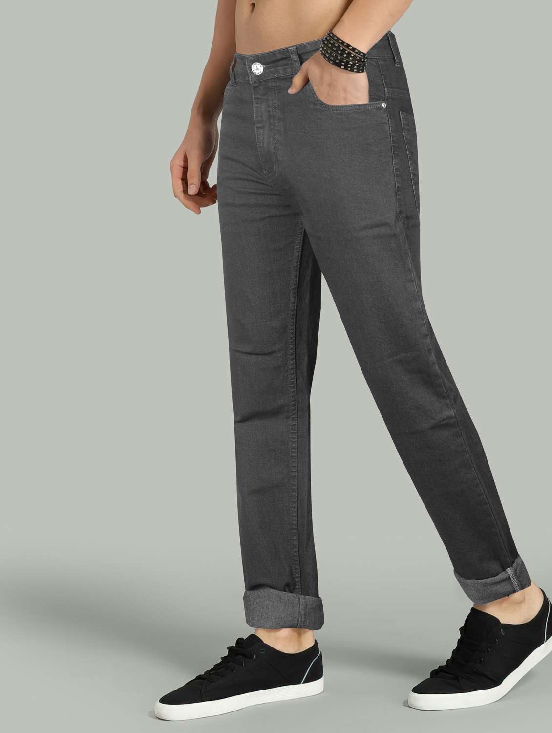 men plain mid rise full length jeans - 22076433 -  Standard Image - 3