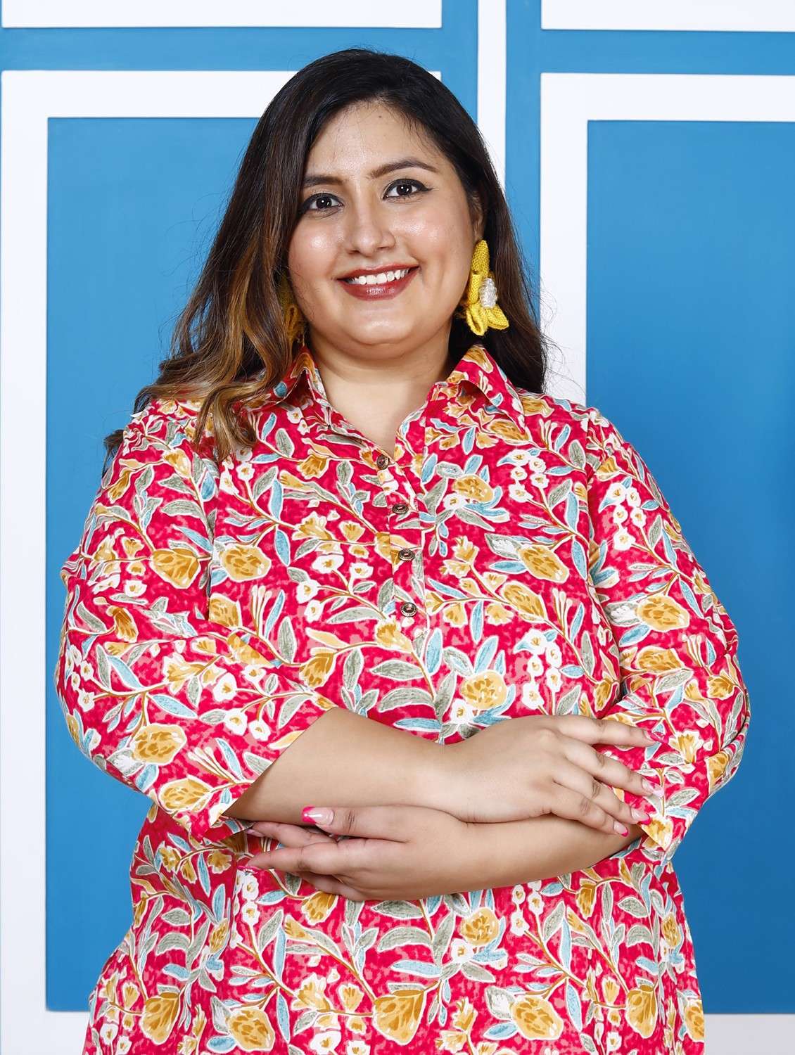 women three quarter sleeve plus size ethnic co-ord set - 22076439 -  Standard Image - 3