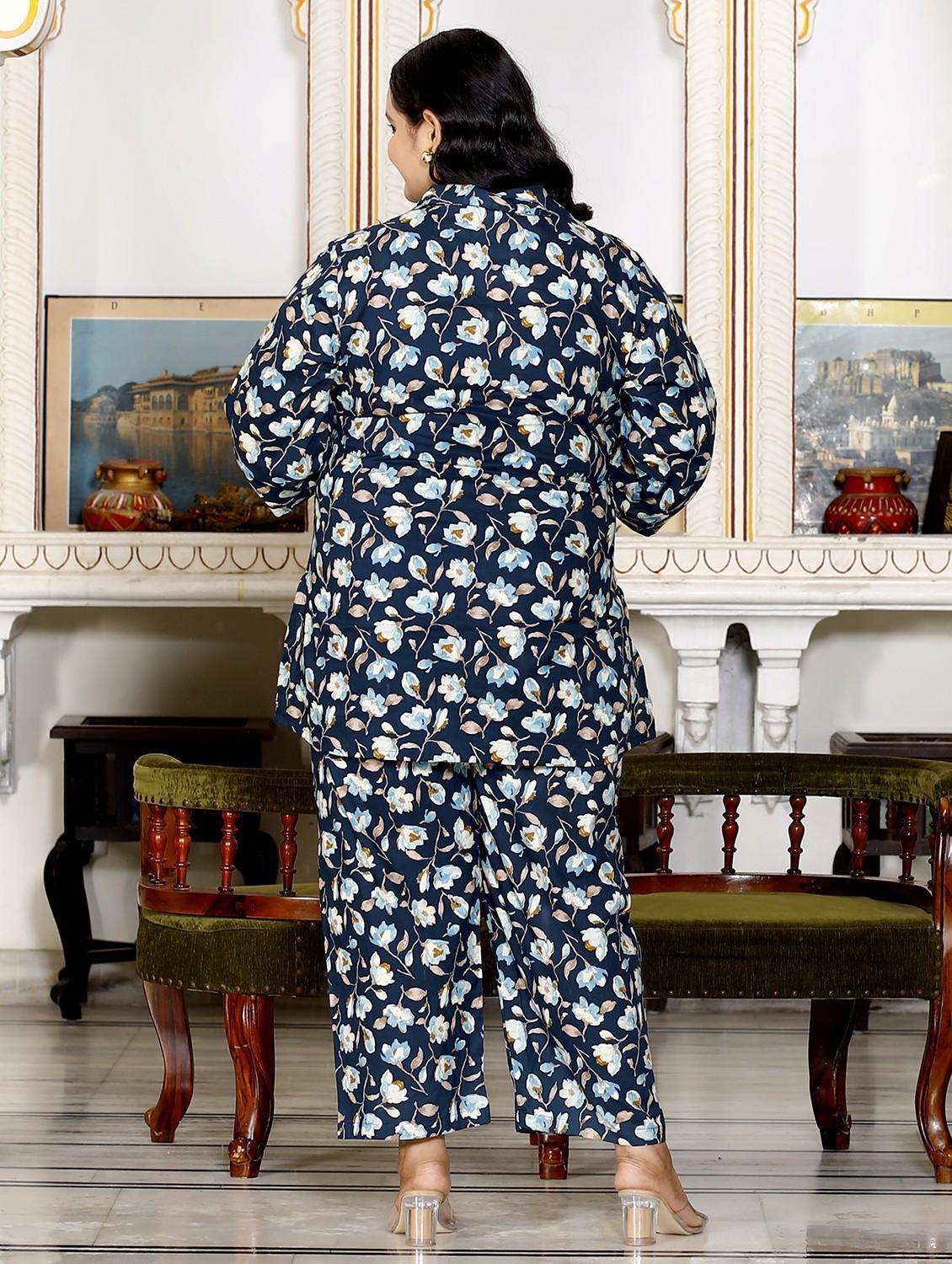 women three quarter sleeve plus size ethnic co-ord set - 22076446 -  Standard Image - 3