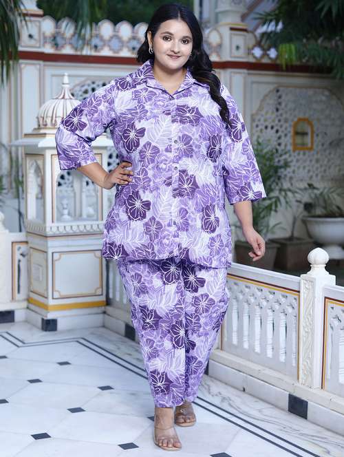 women three quarter sleeve plus size ethnic co-ord set - 22076450 -  Standard Image - 0