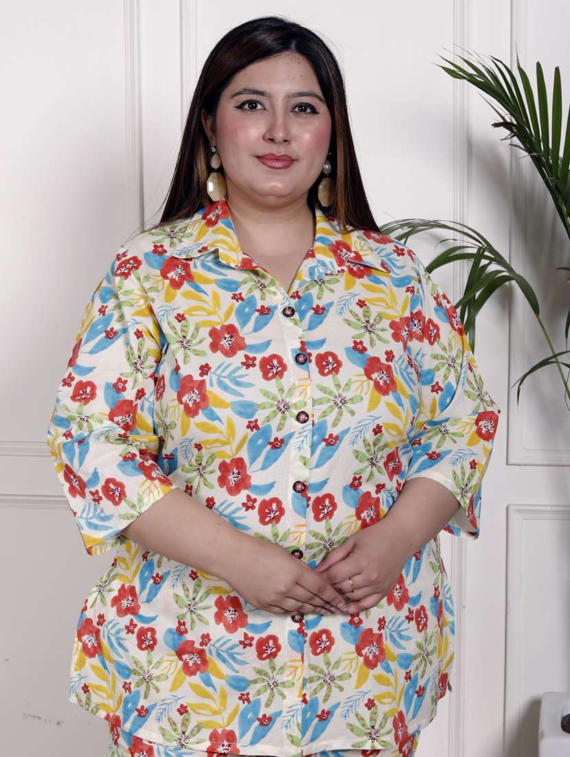 women three quarter sleeve plus size ethnic co-ord set - 22076459 - Standard Image - 3