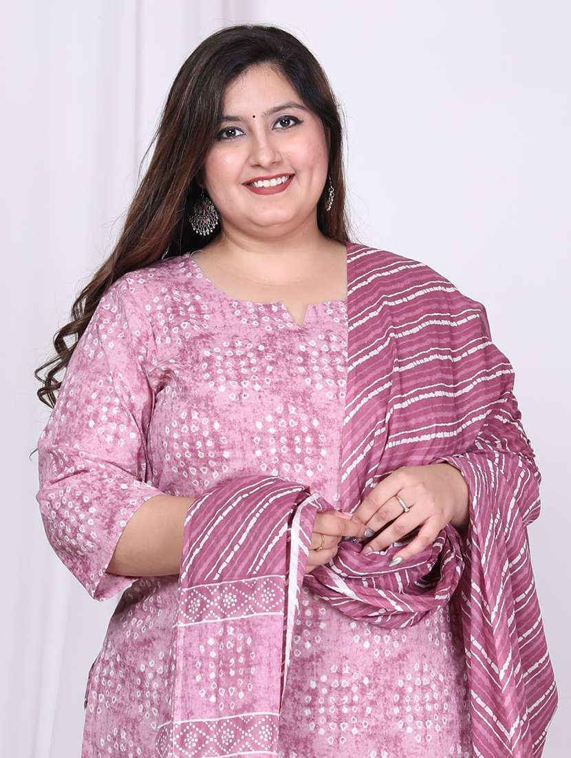 women printed three quarter sleeve kurta pant with dupatta set - 22076481 -  Standard Image - 3