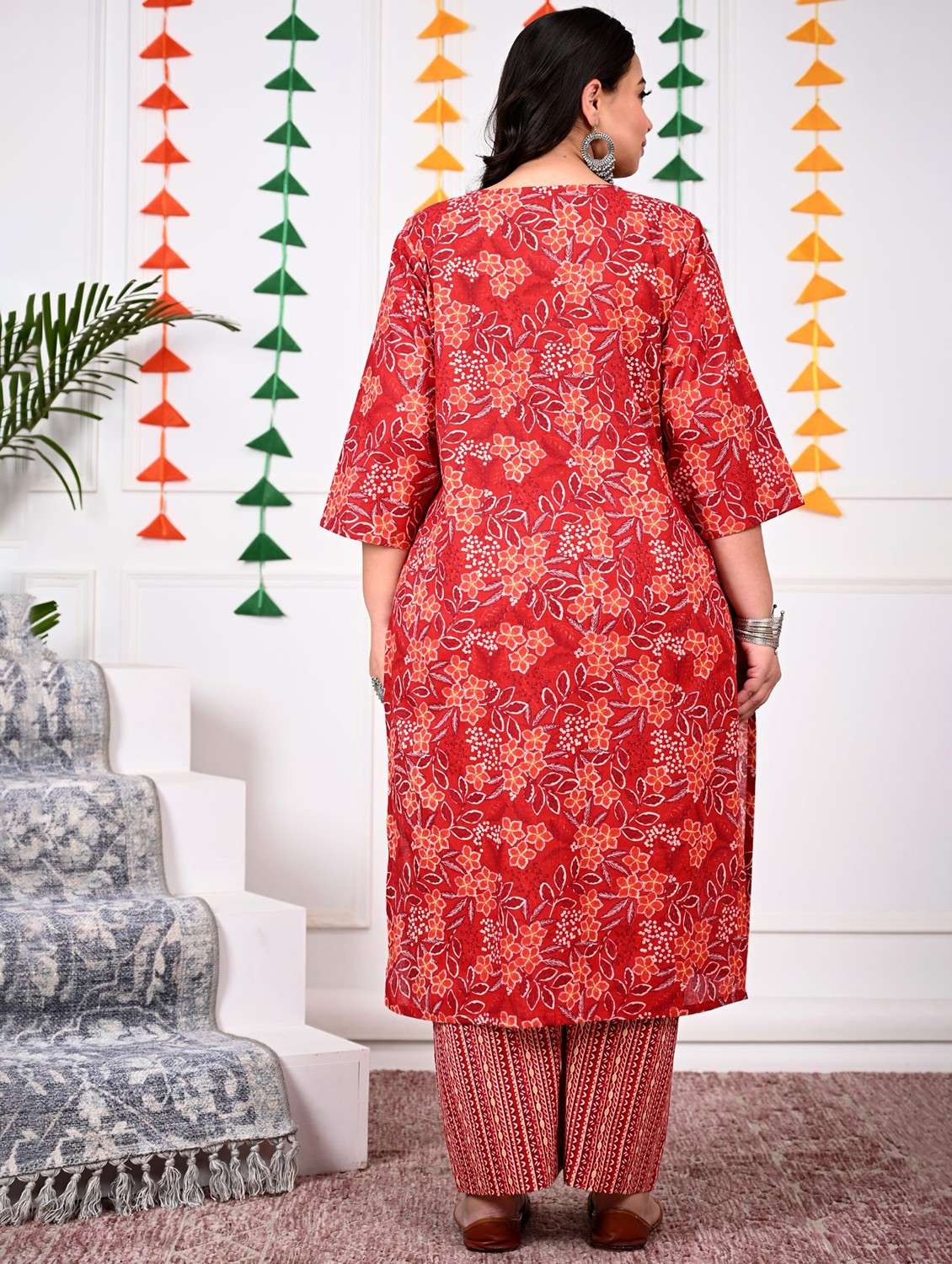 women floral printed three quarter sleeve kurta pant with dupatta set - 22076486 -  Standard Image - 3