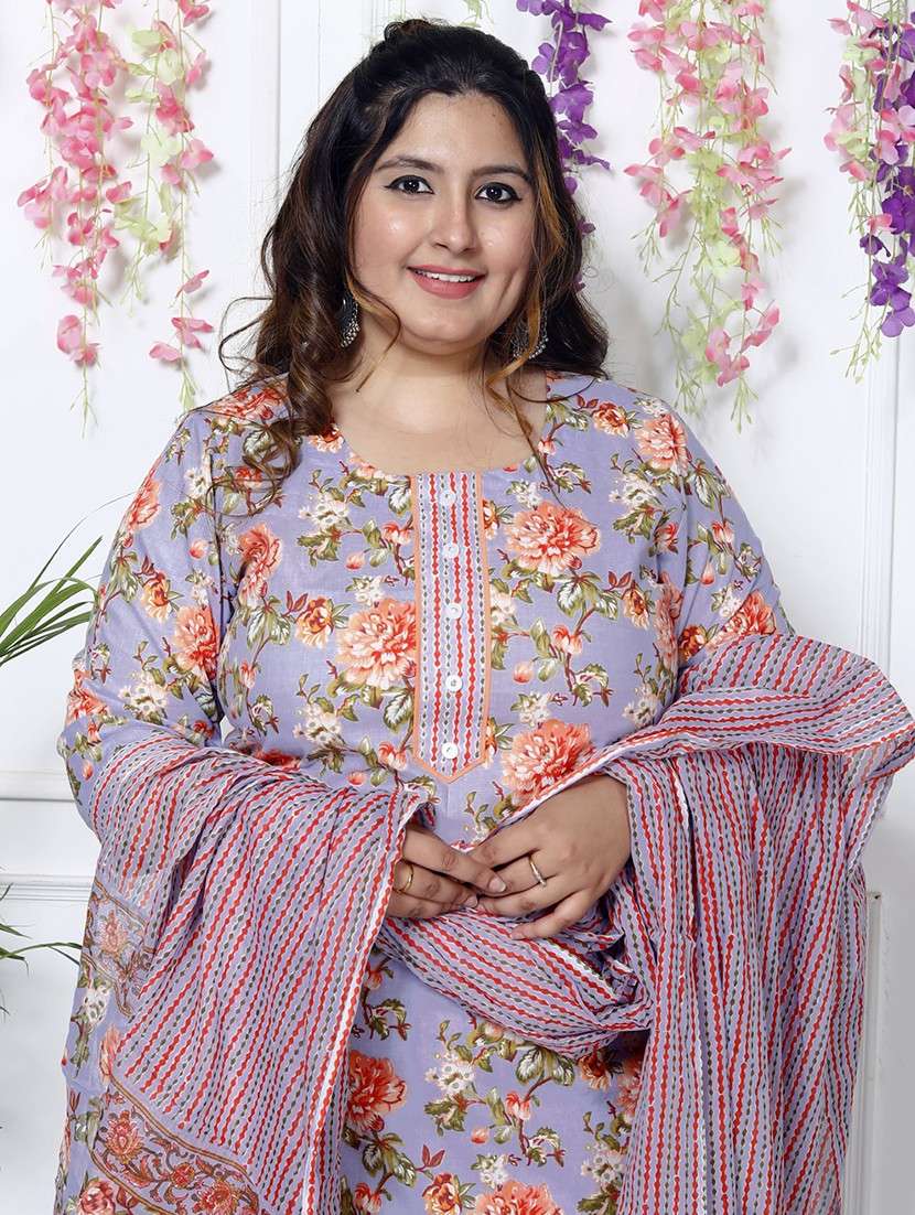 women floral printed three quarter sleeve kurta pant with dupatta set - 22076492 -  Standard Image - 3