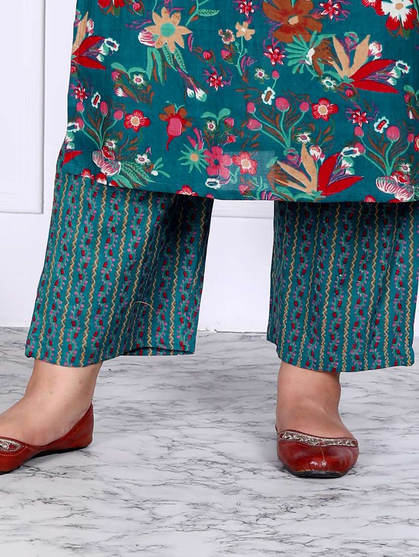 women floral printed three quarter sleeve kurta pant with dupatta set - 22076495 -  Standard Image - 3