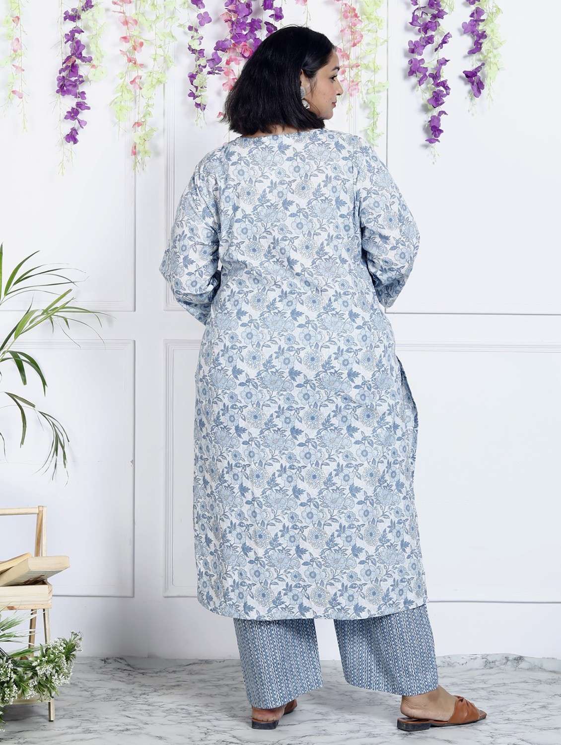 women floral printed three quarter sleeve kurta pant with dupatta set - 22076502 -  Standard Image - 3