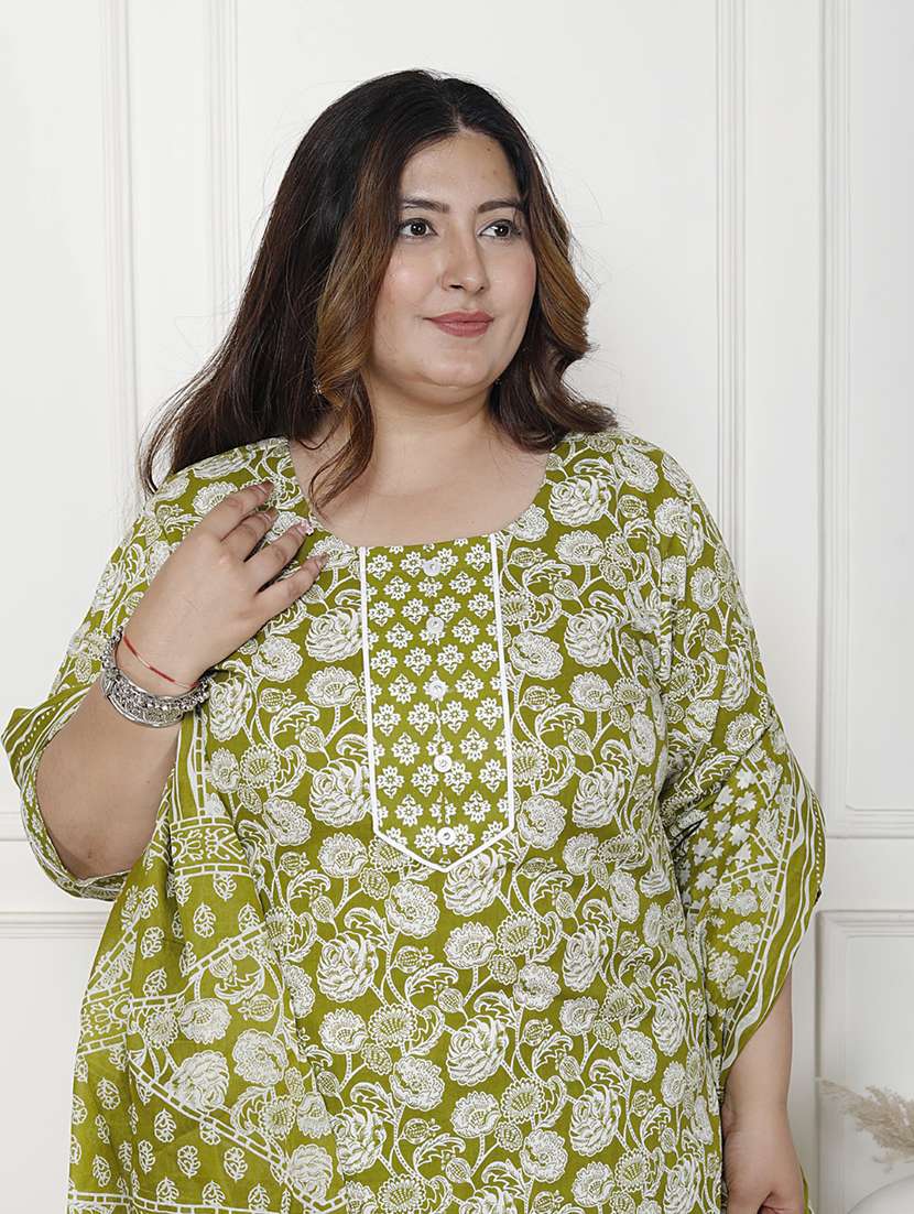 women floral printed three quarter sleeve kurta pant with dupatta set - 22076522 -  Standard Image - 3