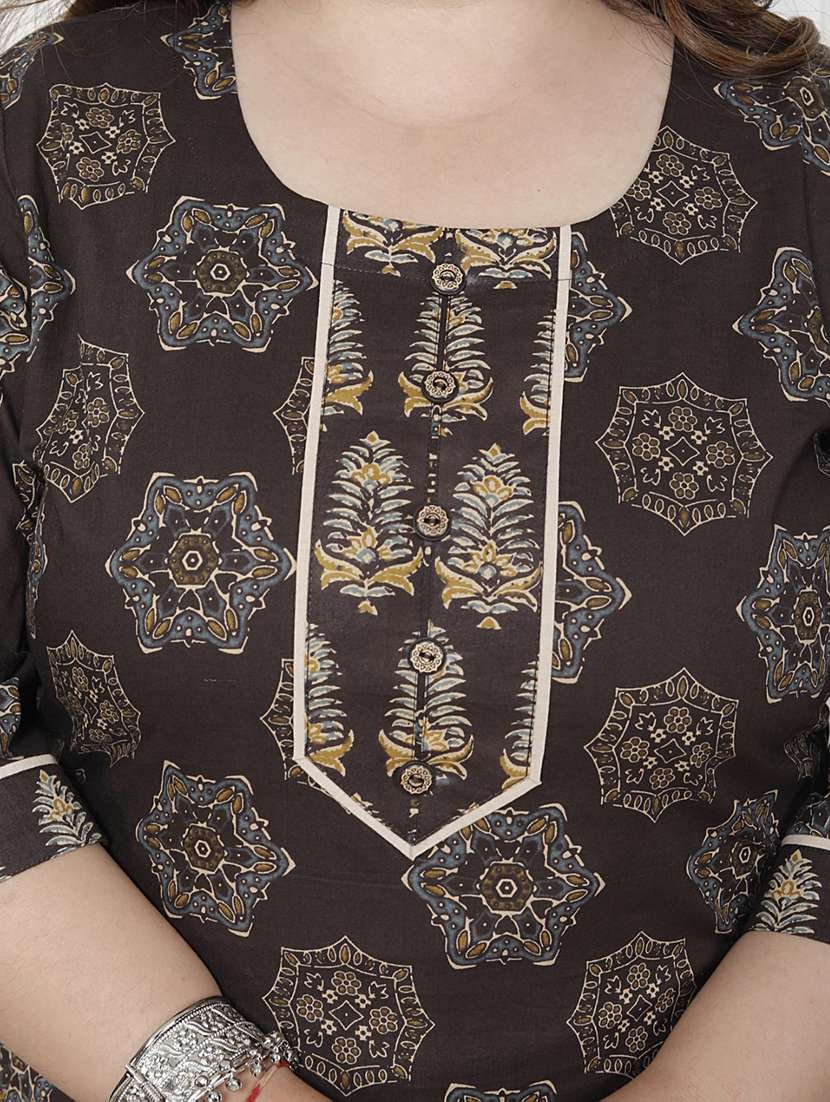 women printed three quarter sleeve kurta pant with dupatta set - 22076523 -  Standard Image - 5