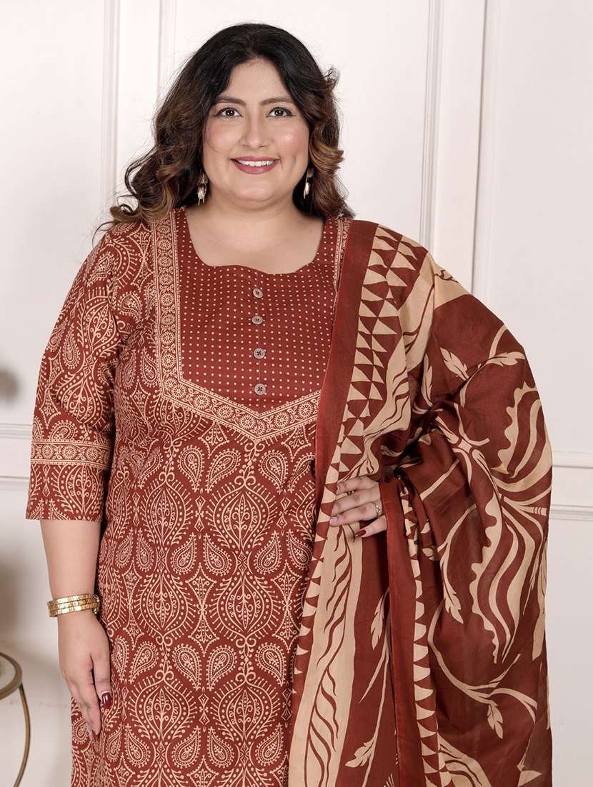 women printed three quarter sleeve kurta pant with dupatta set - 22076534 -  Standard Image - 3