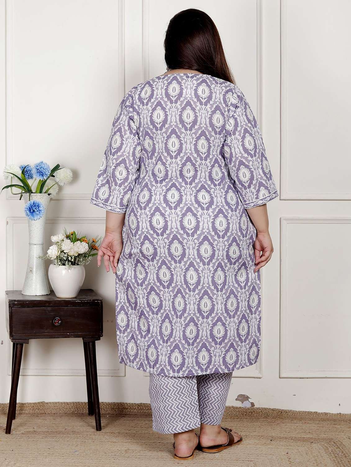 women printed three quarter sleeve kurta pant with dupatta set - 22076539 -  Standard Image - 3