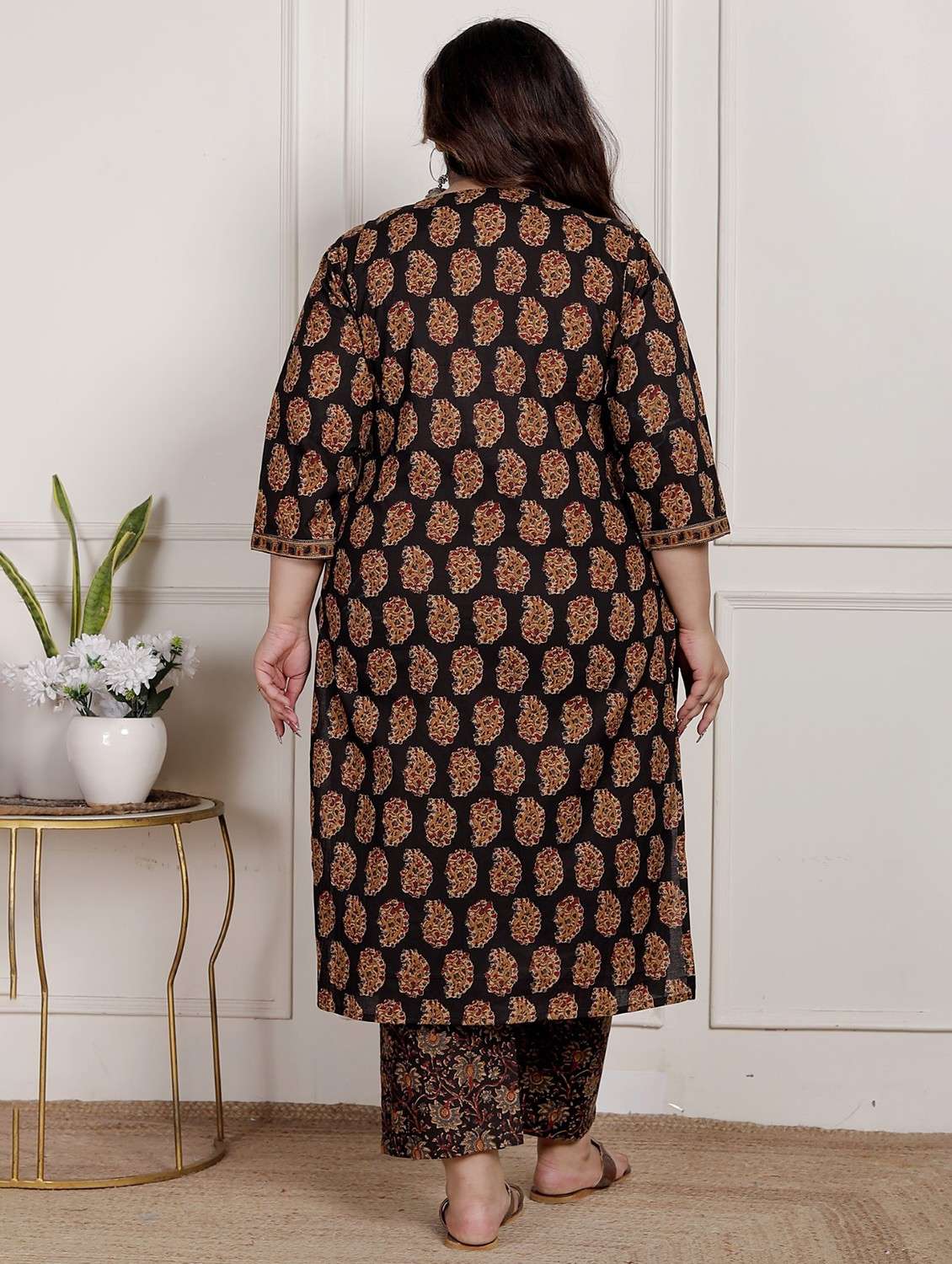 women printed three quarter sleeve kurta pant with dupatta set - 22076552 -  Standard Image - 3