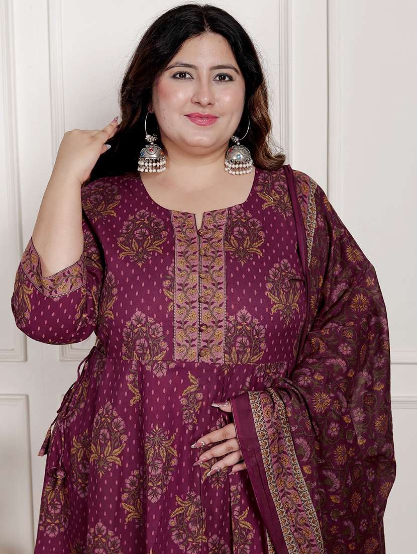 women printed three quarter sleeve kurta pant with dupatta set - 22076556 -  Standard Image - 3