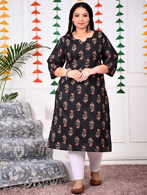 women plus size three quarter sleeve straight kurta - 22076567 - Standard Image - 0