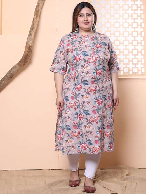 women plus size three quarter sleeve straight kurta - 22076569 -  Standard Image - 0