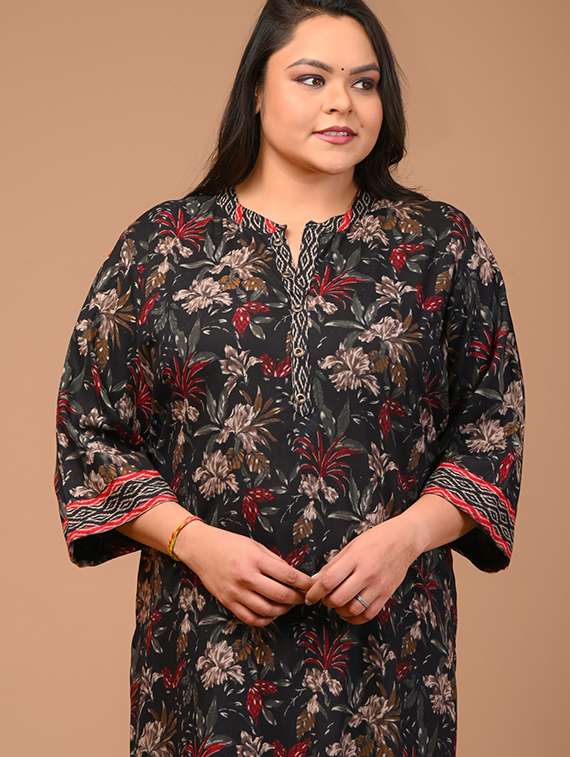 women plus size three quarter sleeve straight kurta - 22076571 - Standard Image - 3