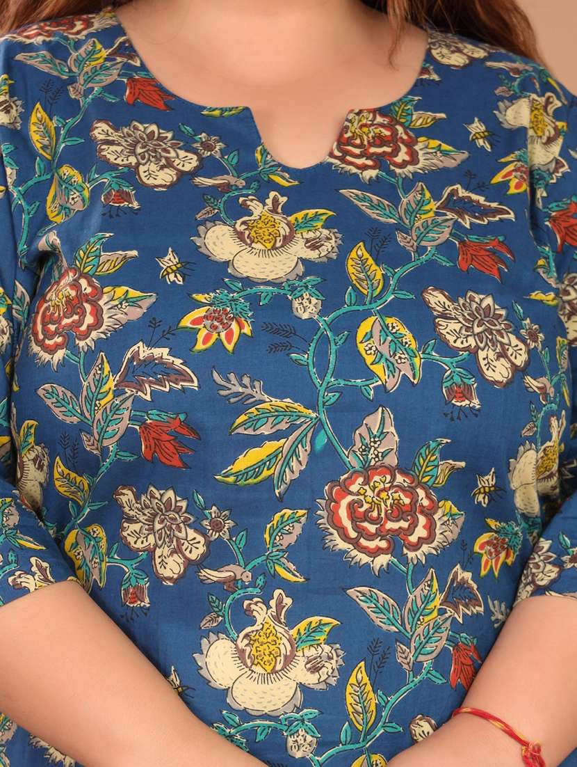 women plus size three quarter sleeve straight kurta - 22076584 -  Standard Image - 3