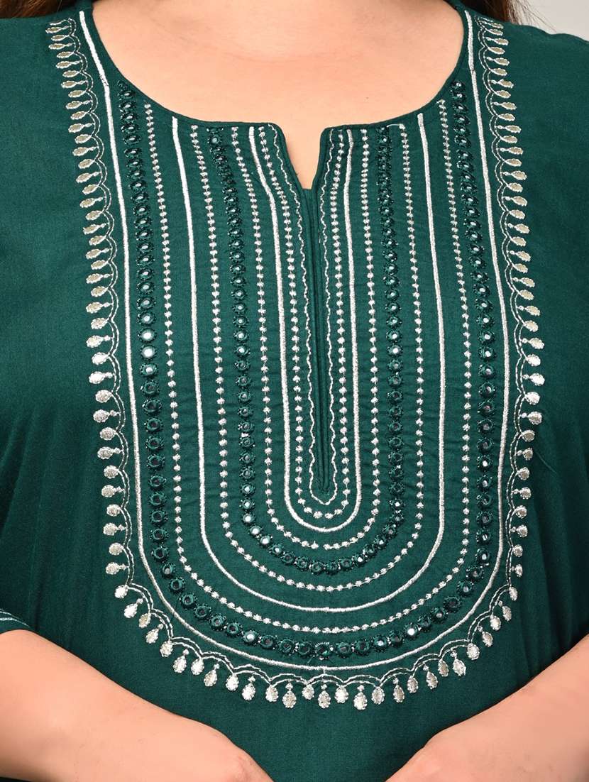 women plus size three quarter sleeve straight kurta - 22076591 - Standard Image - 3