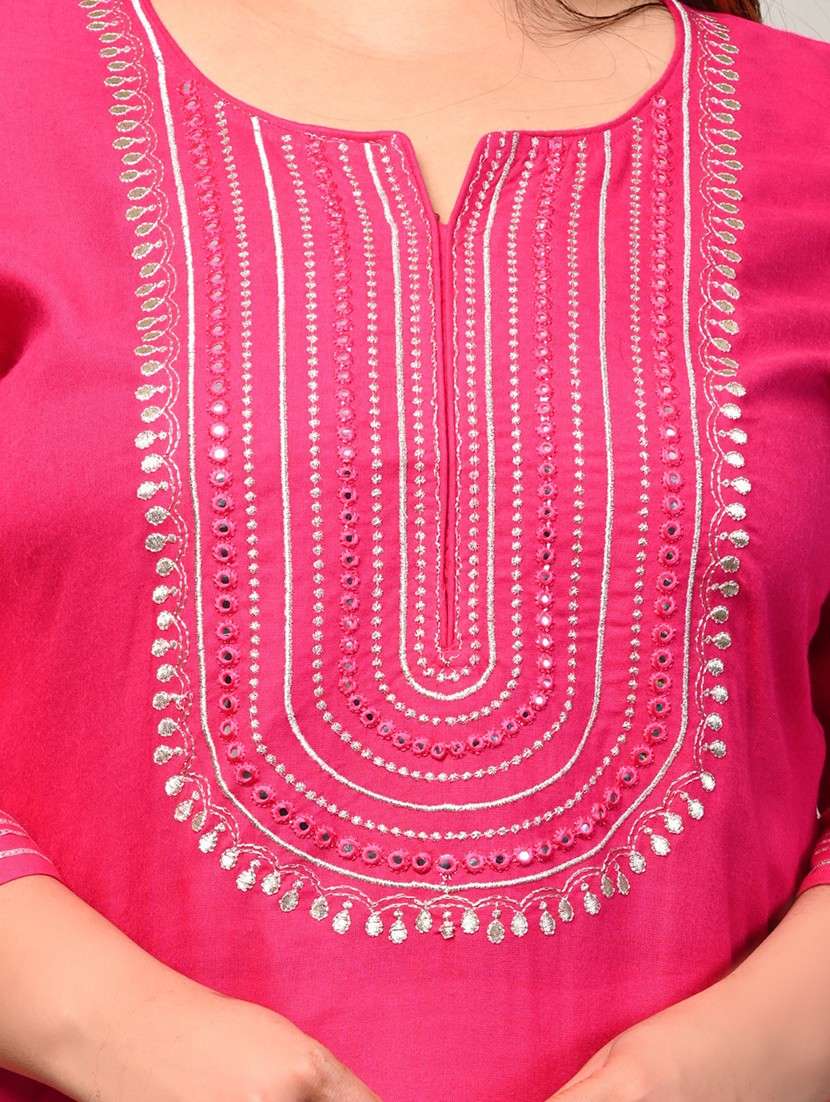 women plus size three quarter sleeve straight kurta - 22076593 - Standard Image - 3